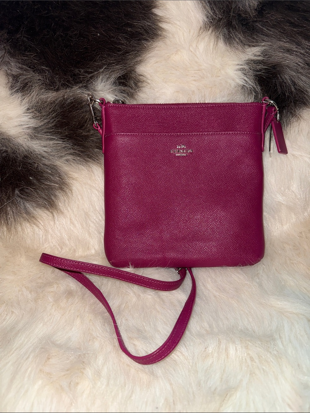 Coach Fuschia Saffiano Leather Crossbody